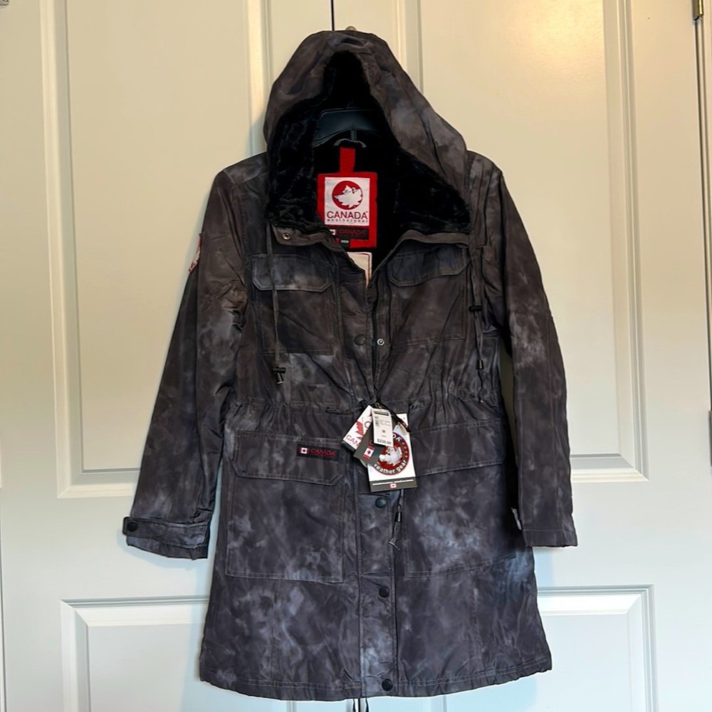 Canada Weather Gear Black Camo Pattern Jacket Waterproof NWT